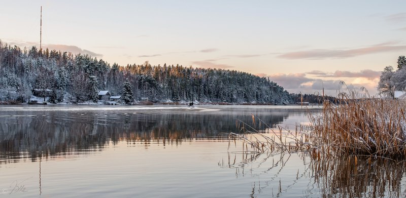 Koristonrannassa merimaisema avautuu kuulaana talvisena päivänä Kaarinassa.